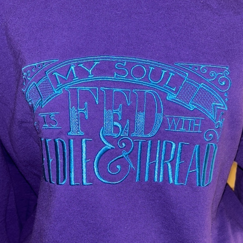 Gildan Purple Sweatshirt with Blue Graphic - Picture 2 of 8